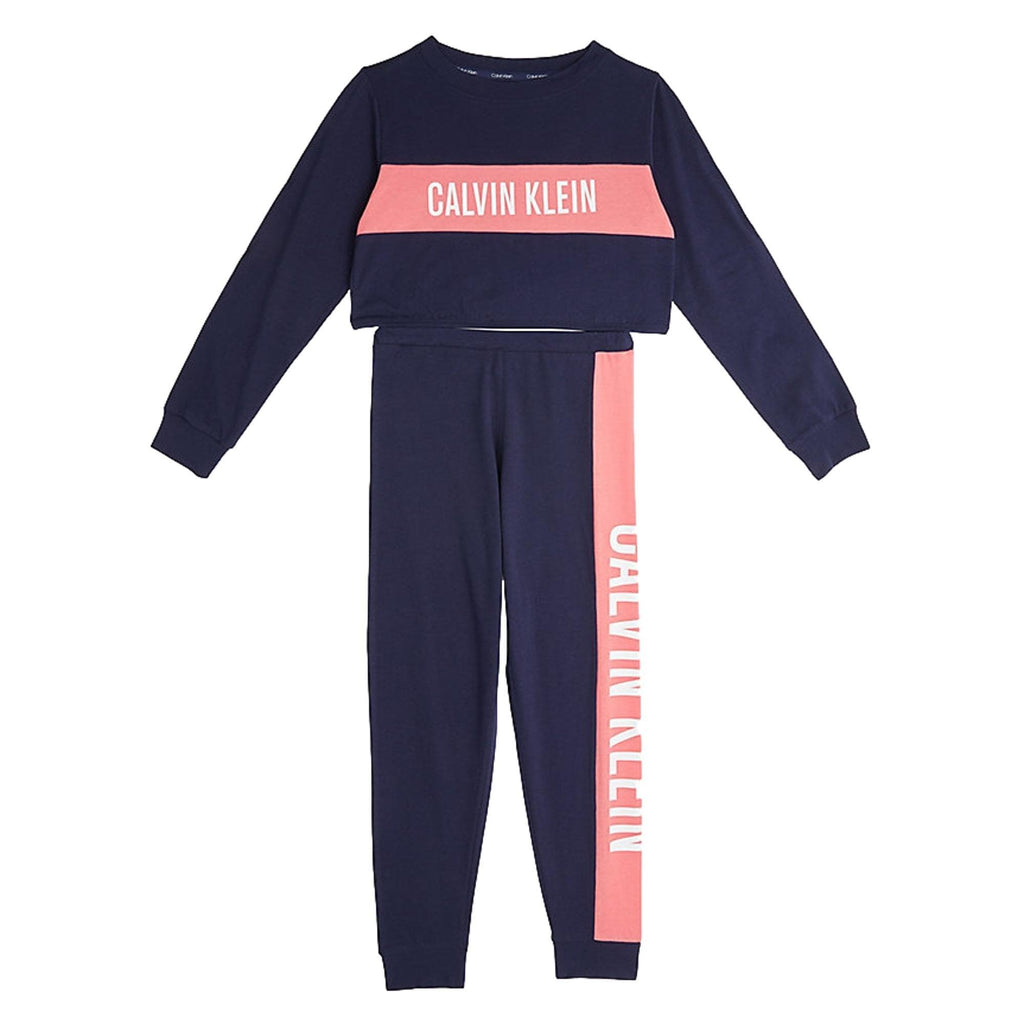 Calvin Klein Girls Intense Power Organic Cotton Pyjama Set - Navy Iris - Utility Bear