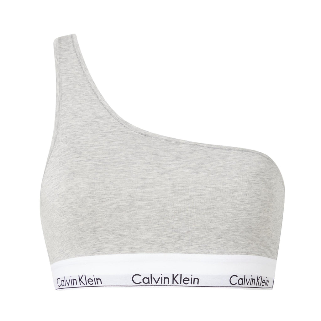 Calvin Klein Modern Cotton One Shoulder Bralette - Grey Heather - Utility Bear