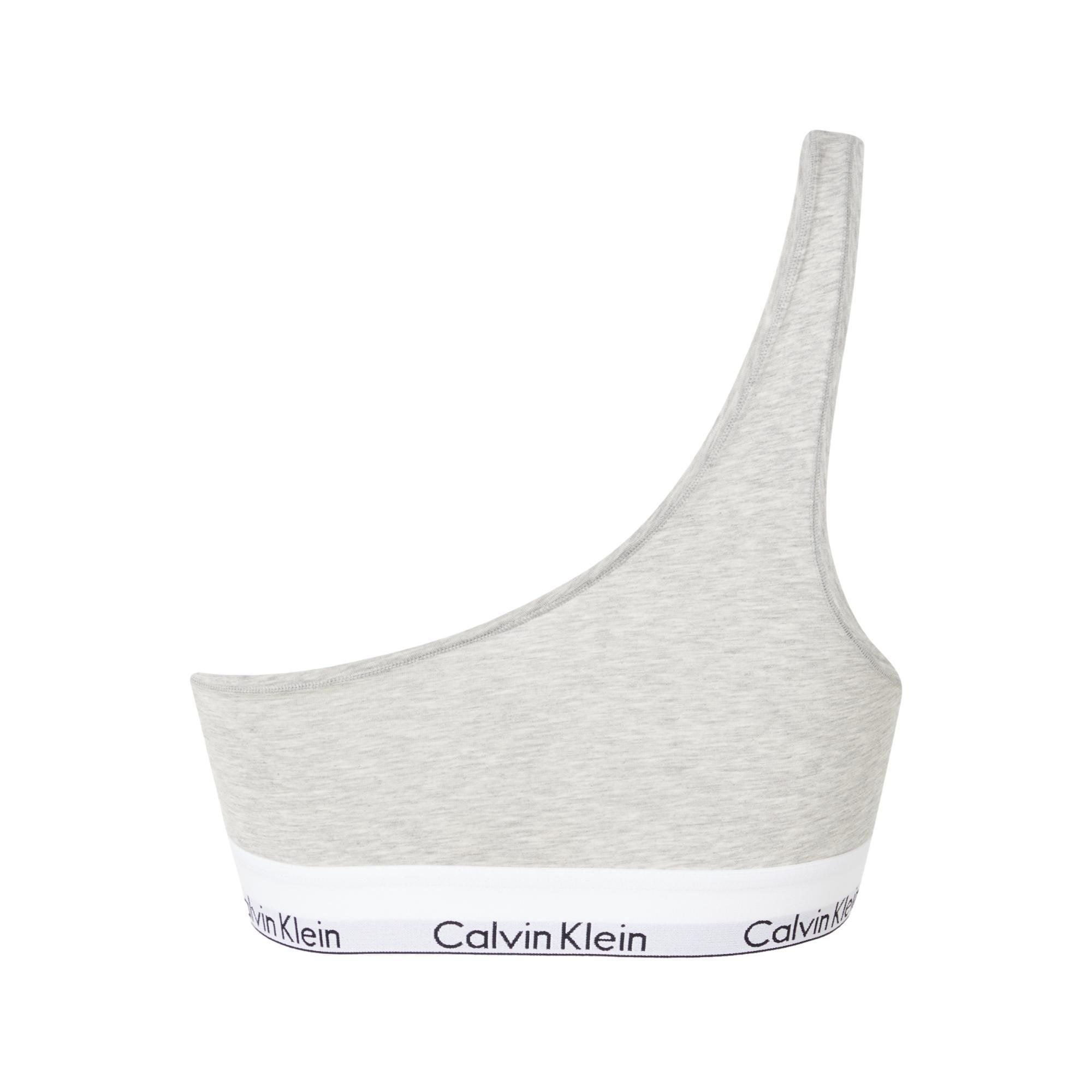 Calvin Klein Modern Cotton One Shoulder Bralette - Grey Heather