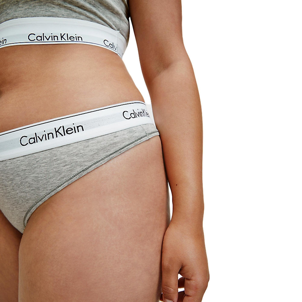 Calvin Klein Plus Size Modern Cotton Thong - Grey Heather - Utility Bear