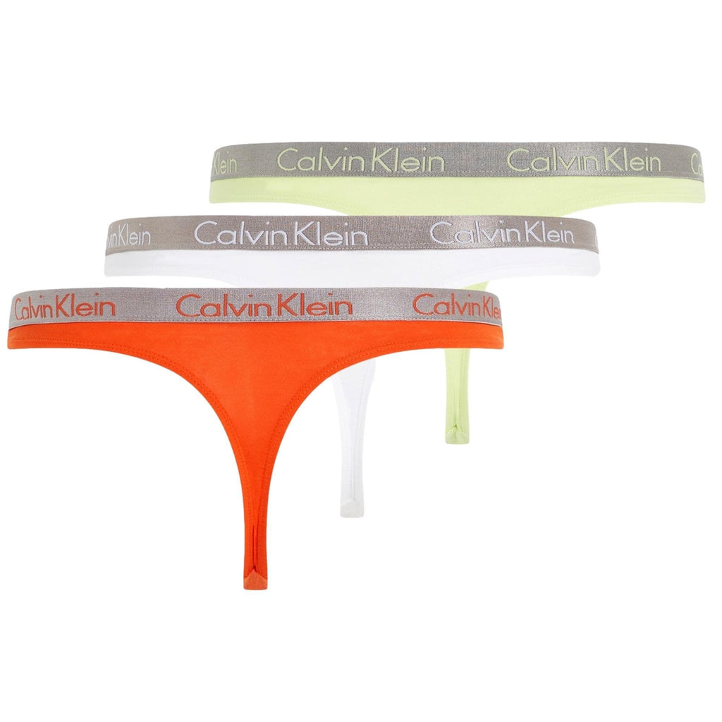 Calvin Klein Radiant Cotton Thong 3 Pack - Energy/White/Samba - Utility Bear