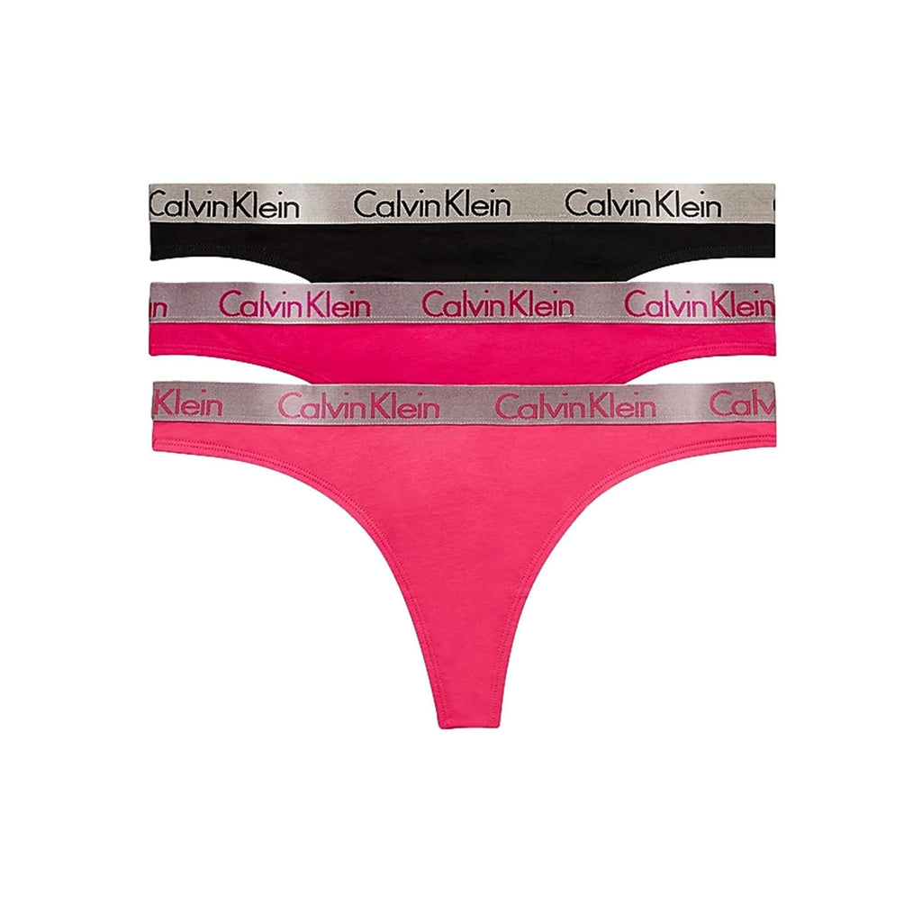 Calvin Klein Radiant Cotton Thong 3 Pack - Pink Splendor/Briar Rose/Black - Utility Bear