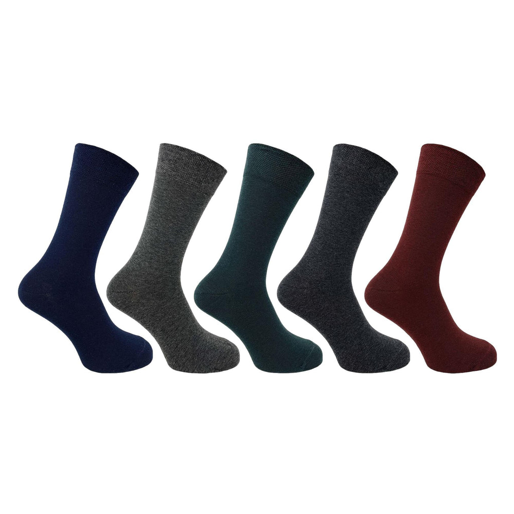 Flexitop 5Pk Men's Cotton Blend Soft Top Socks - Dark Mix - Utility Bear