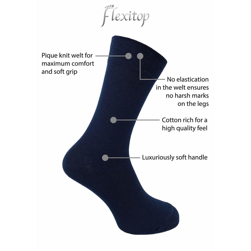 Flexitop 5Pk Men's Cotton Blend Soft Top Socks - Dark Mix - Utility Bear