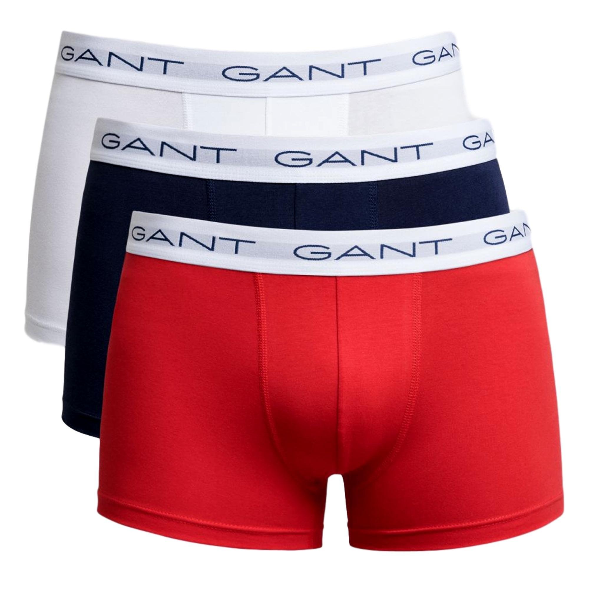 3 pack of full knickers in red, navy & white Cotton Stretch