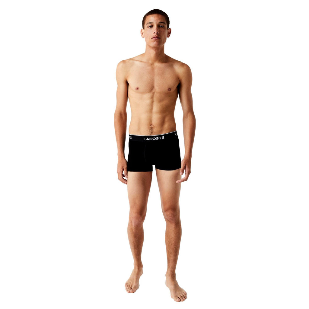 Lacoste Casual Cotton Stretch 3 Pack Trunks - Black/White/Grey - Utility Bear