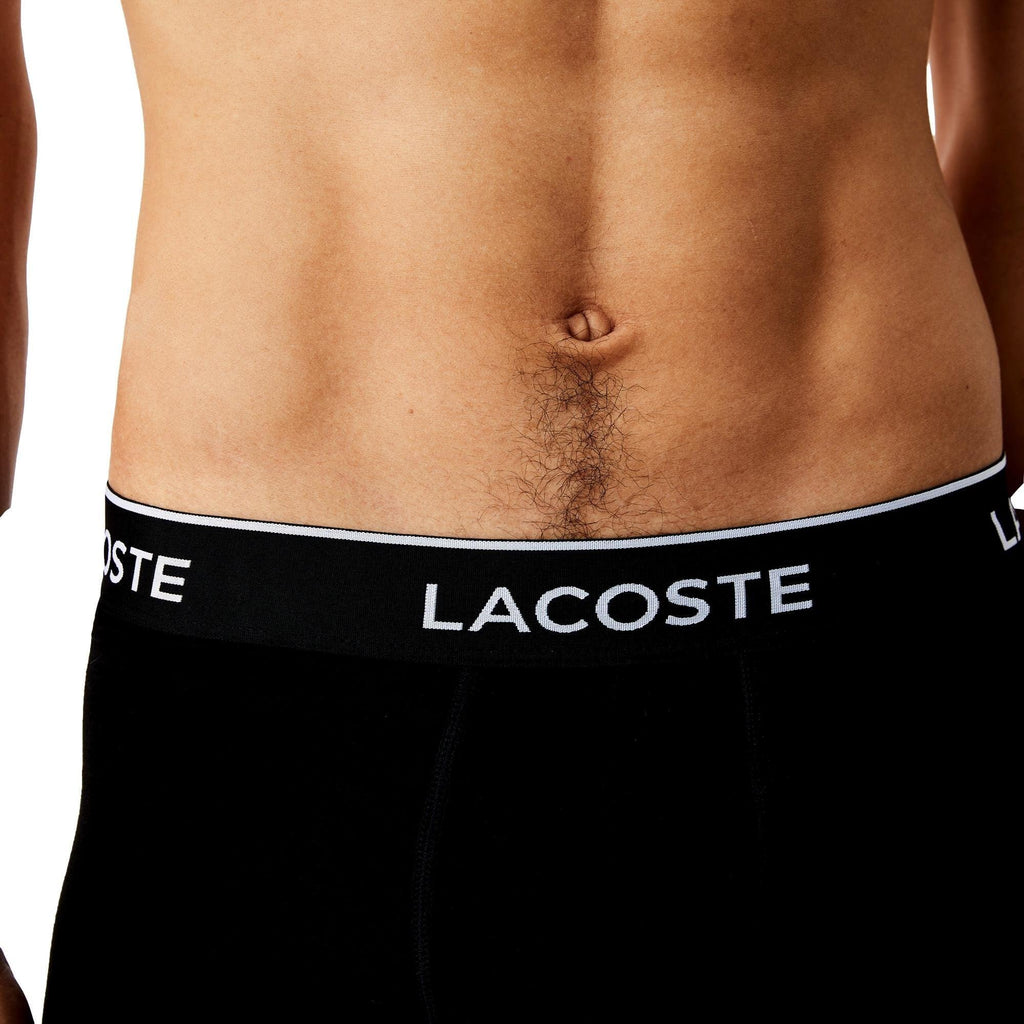 Lacoste Casual Cotton Stretch 3 Pack Trunks - Black/White/Grey - Utility Bear