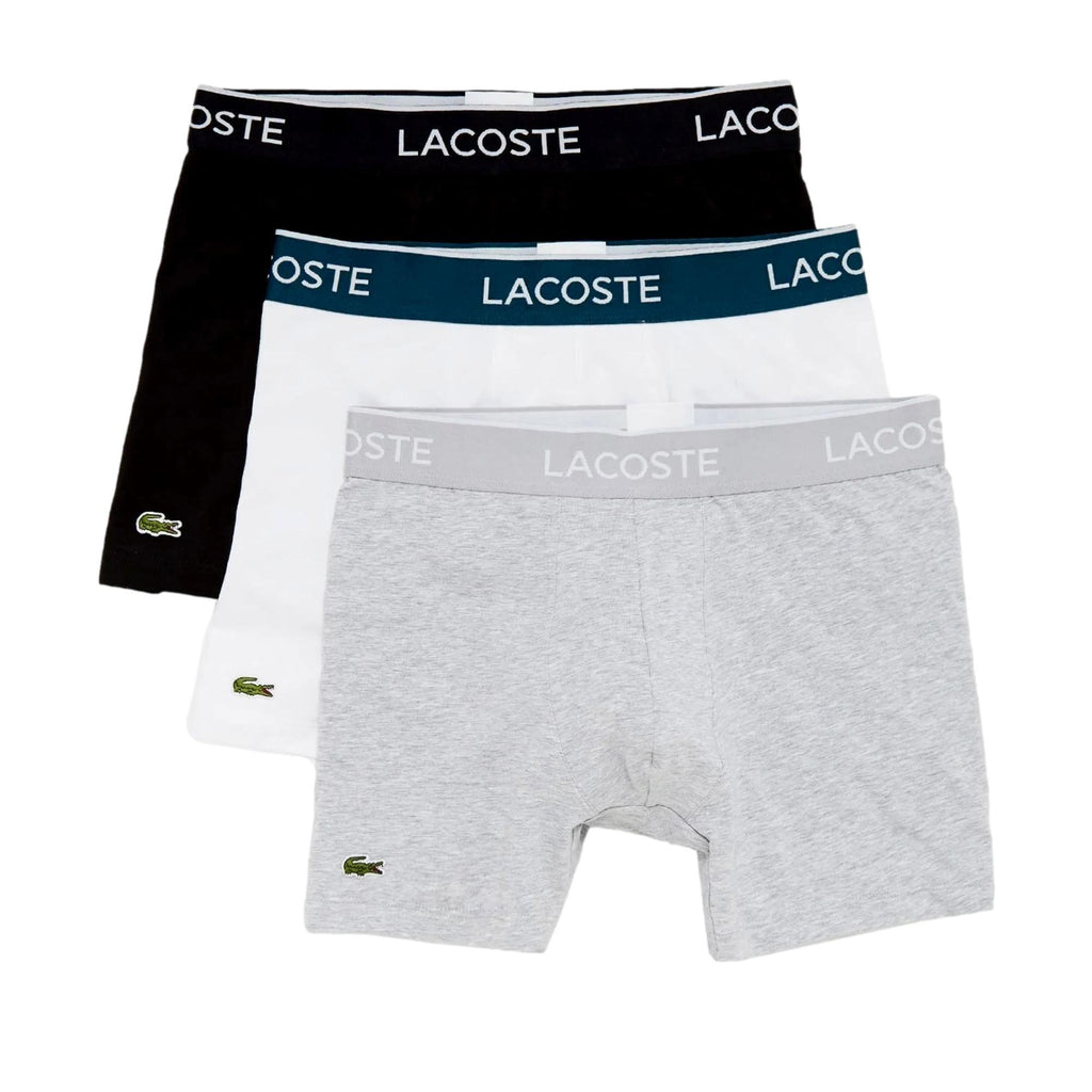 Lacoste Casual Cotton Stretch Boxer Brief 3 Pack - Black/White/Silver Chine - Utility Bear
