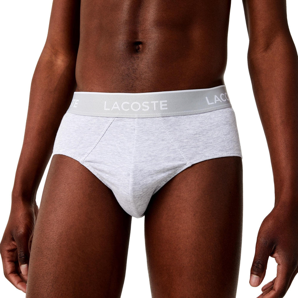 Lacoste Cotton Stretch 3 Pack Casual Briefs - Black/White/Grey - Utility Bear