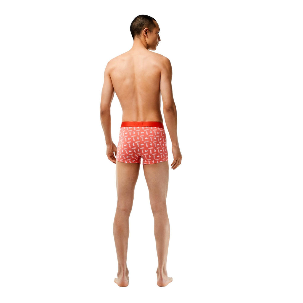 Lacoste Cotton Stretch Printed Trunks 3 Pack - Watermelon/Silver Chine - Utility Bear