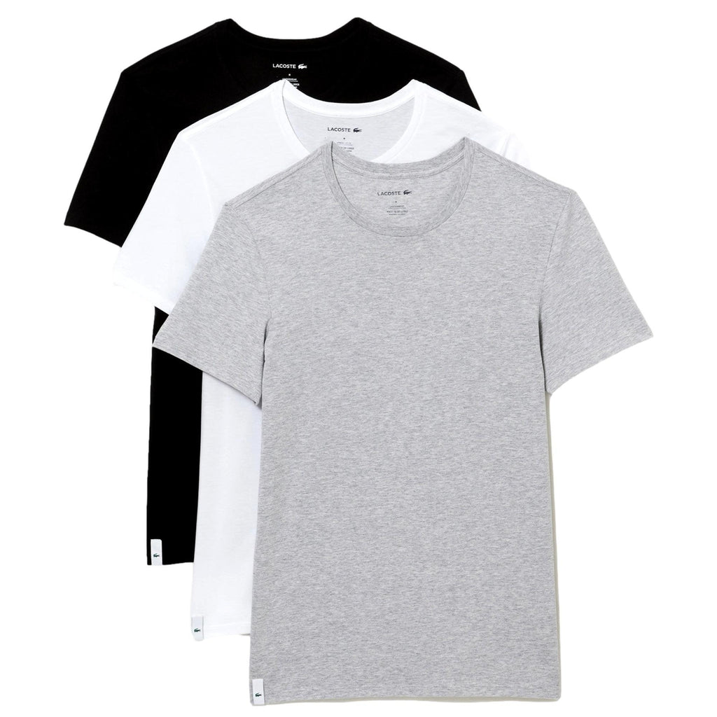 Lacoste Essentials Pure Cotton Crew Neck T-Shirt 3 Pack - Black/White/Grey - Utility Bear