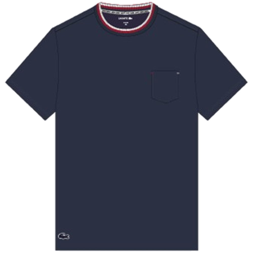 Lacoste Lounge Cotton Jersey Contrast Logo Neck T-Shirt - Navy - Utility Bear