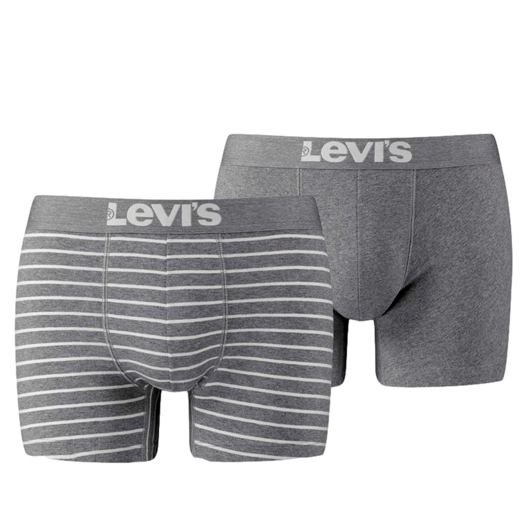 Levi'S 2 Pack Vintage Stripe Boxer Brief - Middle Grey Melange - Utility Bear