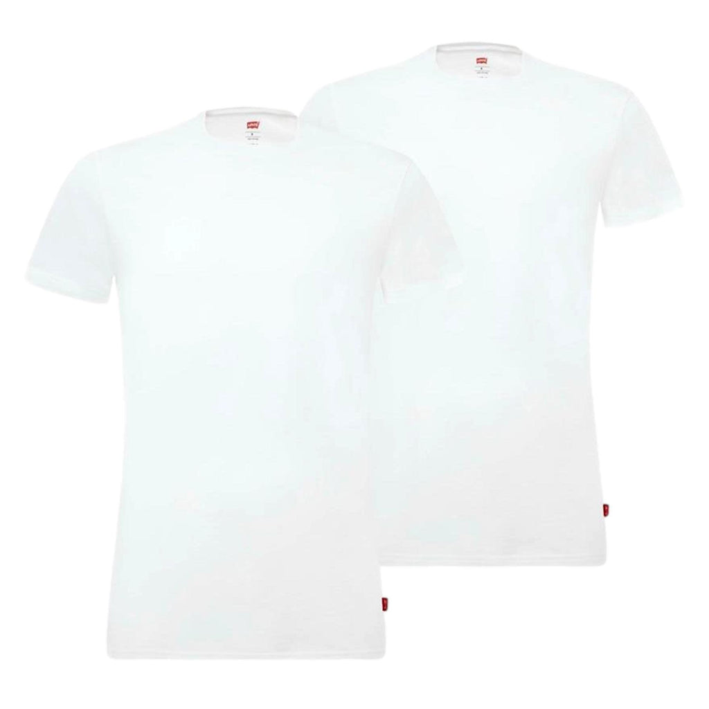 Levi'S Mens Solid Stretch Cotton Crew 2 Pack T-Shirts - White - Utility Bear