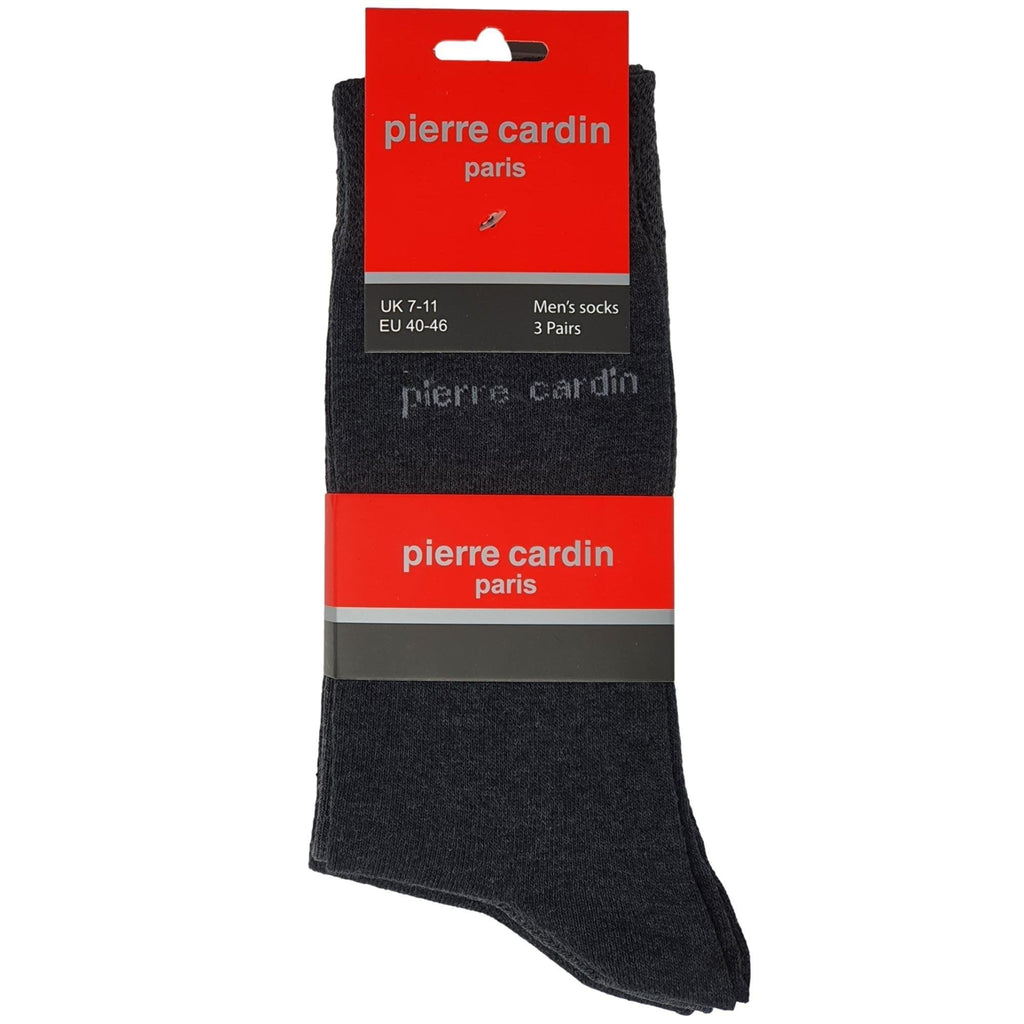 Pierre Cardin 3Pk Men'S Cotton Blend Socks - Grey - Utility Bear