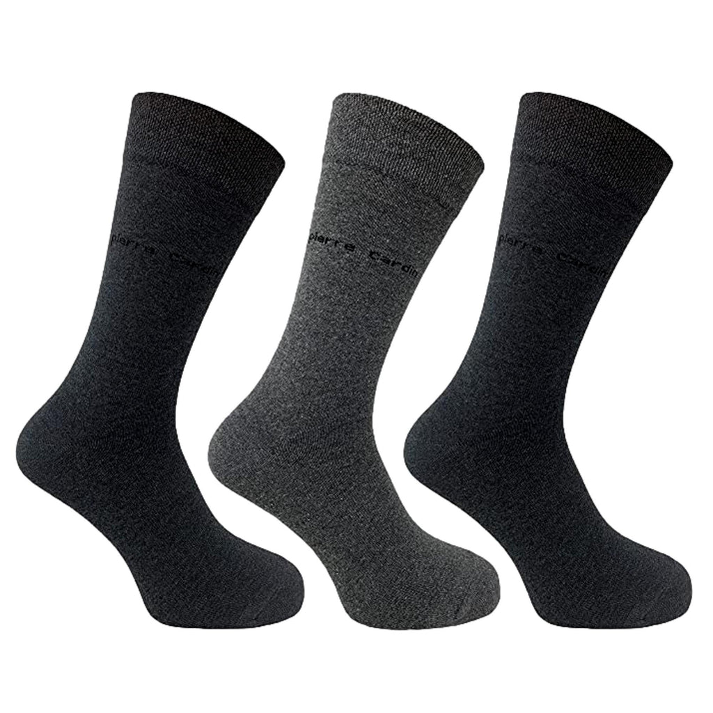 Pierre Cardin 3Pk Men'S Cotton Blend Socks - Grey - Utility Bear