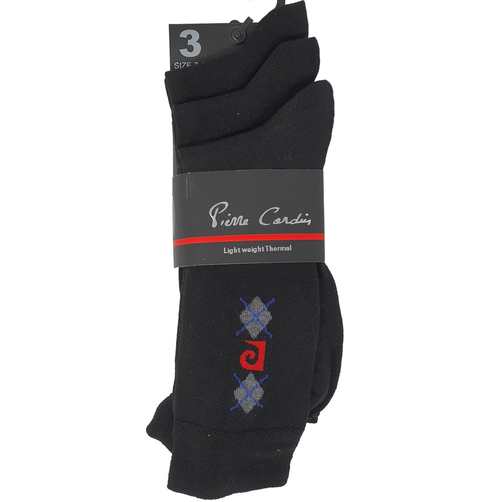 Pierre Cardin 3Pk Tonal Light Weight Thermal Argyle Socks - Black - Utility Bear