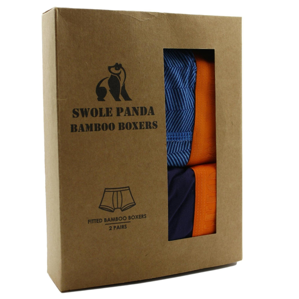 Swole Panda Bamboo Boxers 2 Pack - Navy / Blue Herringbone - Utility Bear