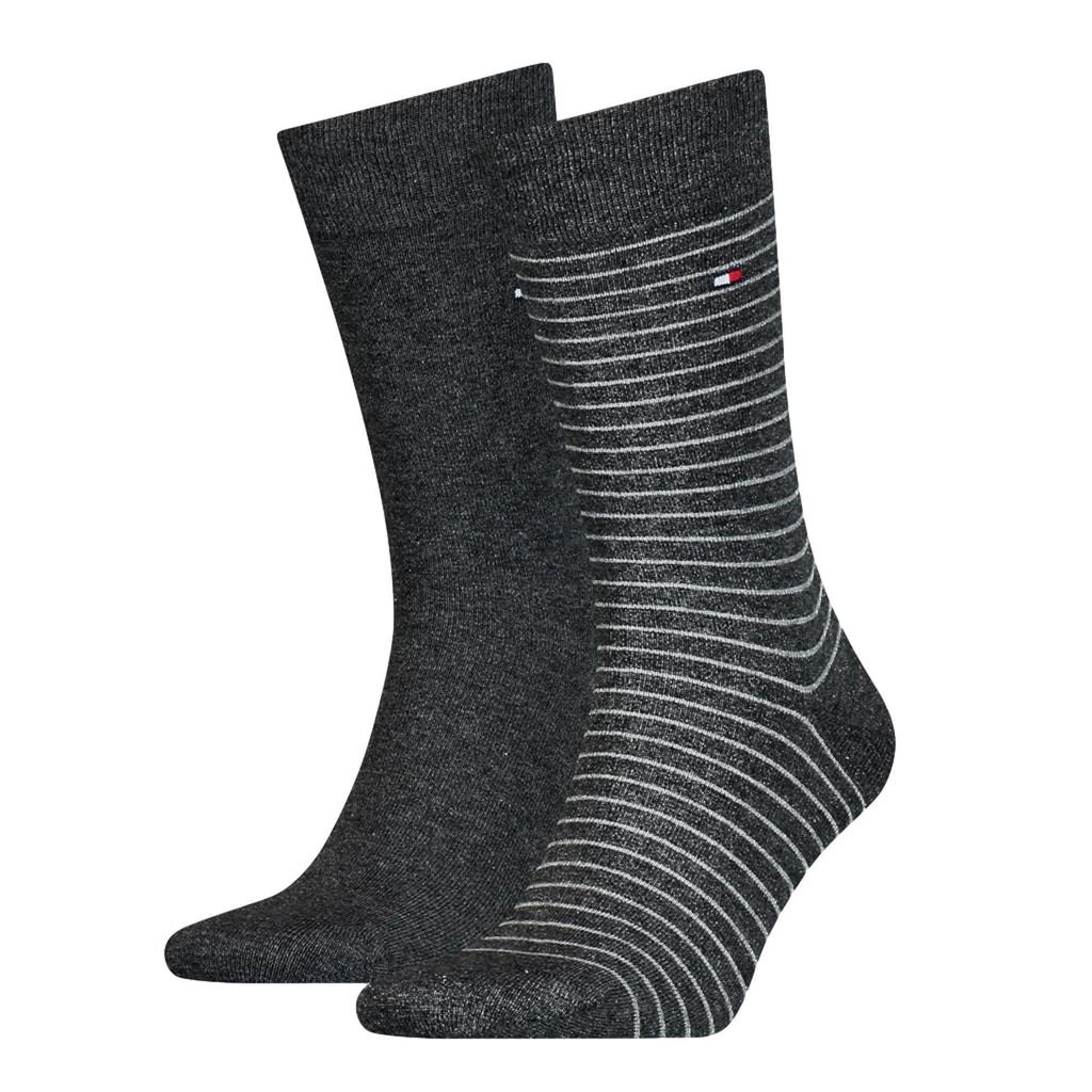 Tommy Hilfiger 2 Pack Small Stripe Socks - Anthracite - Utility Bear