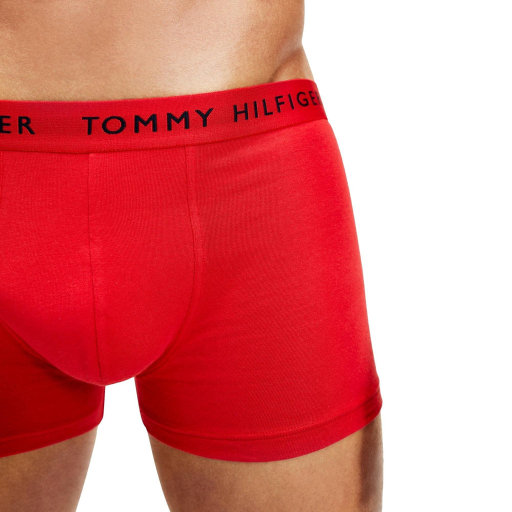 Tommy Hilfiger 3 Pack Essential Logo Waistband Trunks - White/Desert Sky/Primary Red - Utility Bear