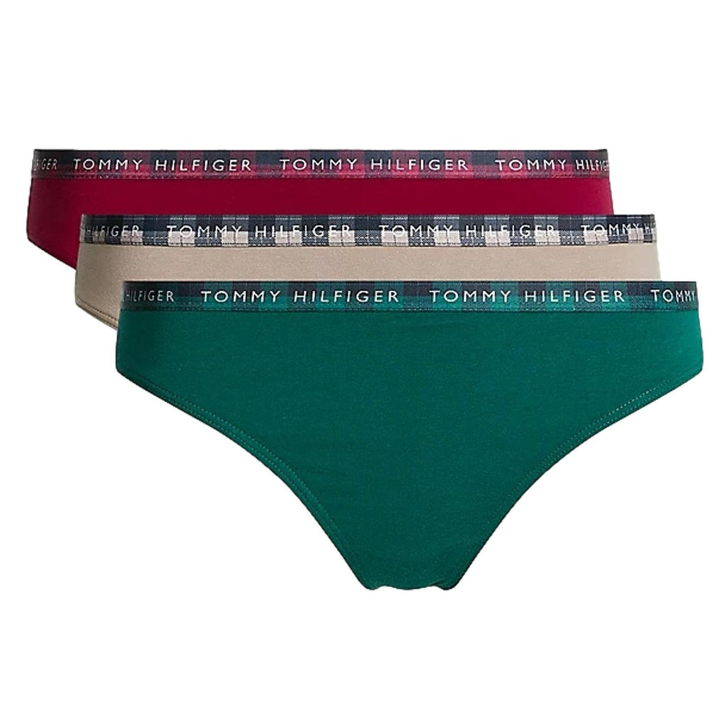 Tommy Hilfiger 3 Pack Recycled Cotton Thongs - Royal Berry/Bal Beige/Deep Emerald - Utility Bear