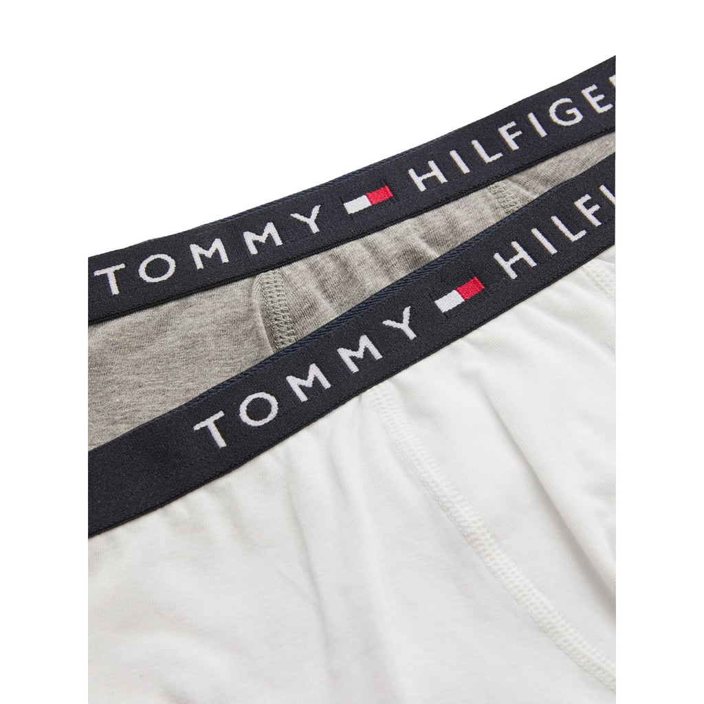 Tommy Hilfiger Boys 2 Pack Original Cotton Trunk -White/Medium Grey - Utility Bear