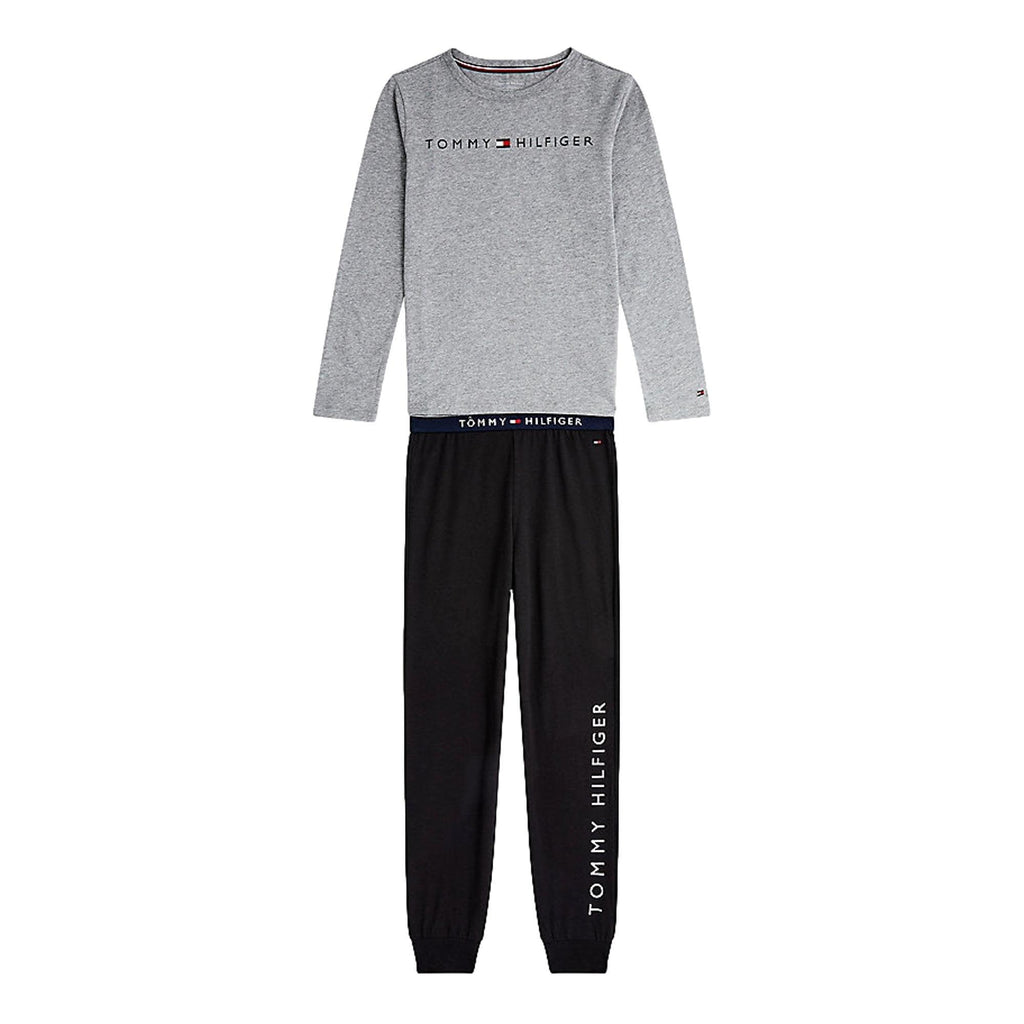 Tommy Hilfiger Boys Long Sleeve Pyjamas Set - Medium Grey/Black - Utility Bear