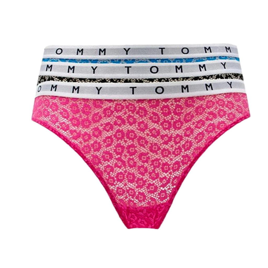 Tommy Hilfiger Full Lace Bikini 3 Pack - Pink Amour/Deep Sky Blue/Black - Utility Bear
