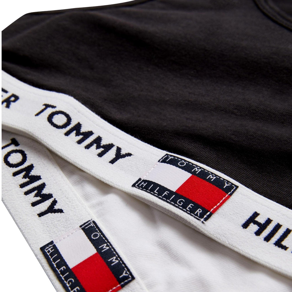 Tommy Hilfiger Girls 2 Pack Organic Cotton Repeat Logo Bralette - White/Black - Utility Bear