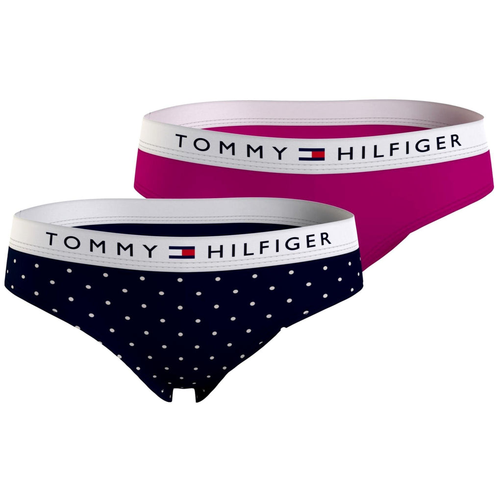 Tommy Hilfiger Girls 2 Pack Organic Stretch Cotton Briefs - Mini Polka Dots/Eccentric M - Utility Bear