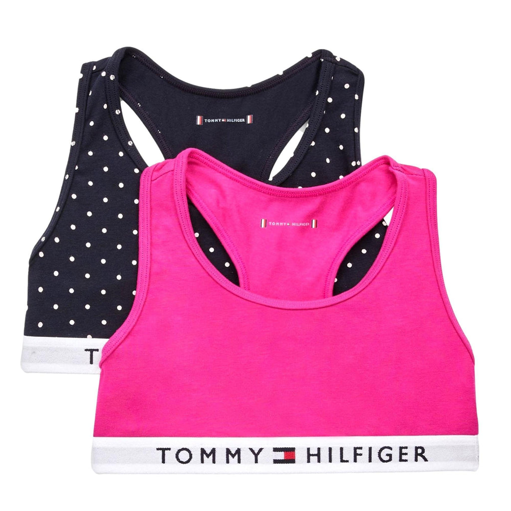 Tommy Hilfiger Girls 2 Pack Racerback Bralette - Mini Polka Dots/Eccentric Magenta - Utility Bear