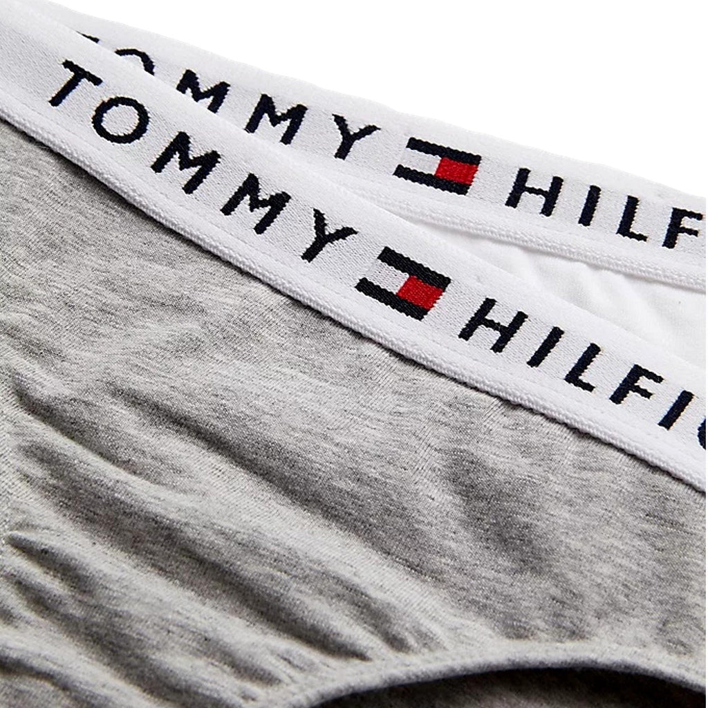 Tommy Hilfiger Girls 2 Pack Stretch Cotton Briefs - Mid Grey Heather/White - Utility Bear