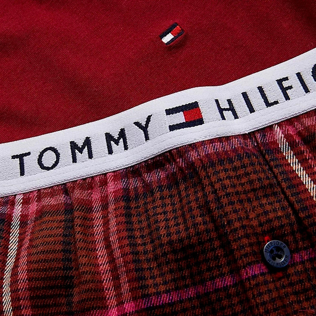 Tommy Hilfiger Girls Long Sleeve Flannel Pyjama Set - Rouge/Pop Check - Utility Bear
