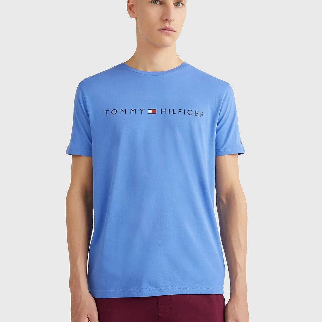 Tommy Hilfiger Logo Crew Neck T-Shirt - Iris Blue - Utility Bear