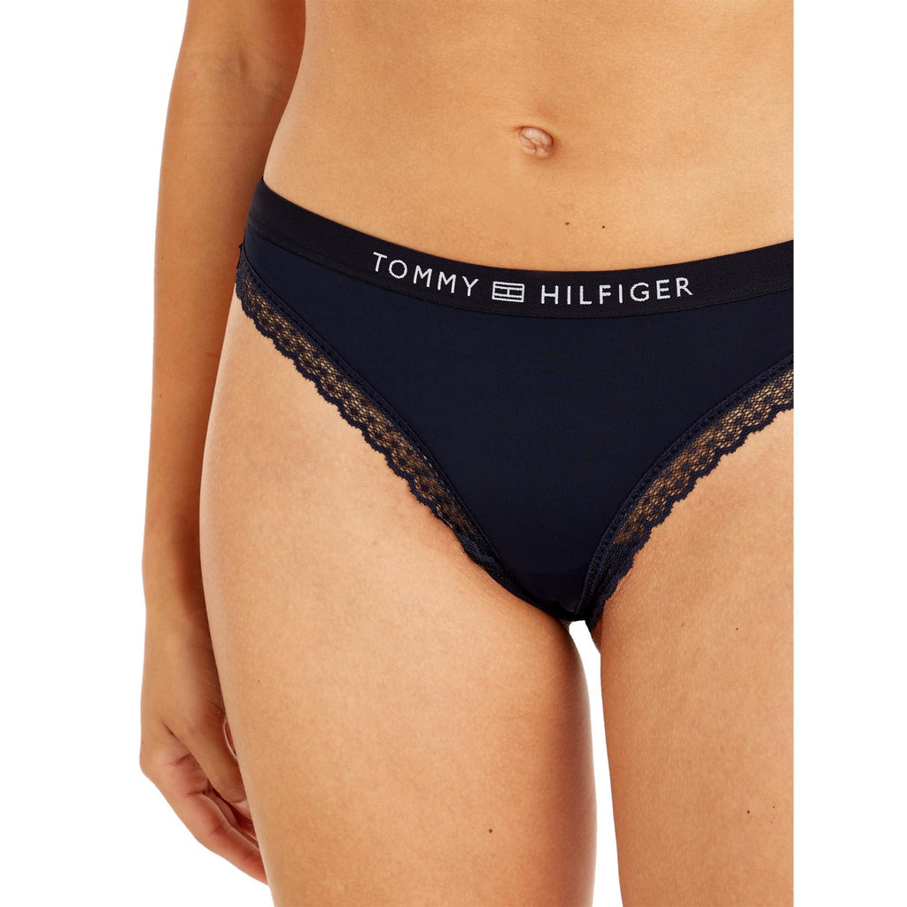 Tommy Hilfiger Logo Lace Trim Thong - Desert Sky - Utility Bear