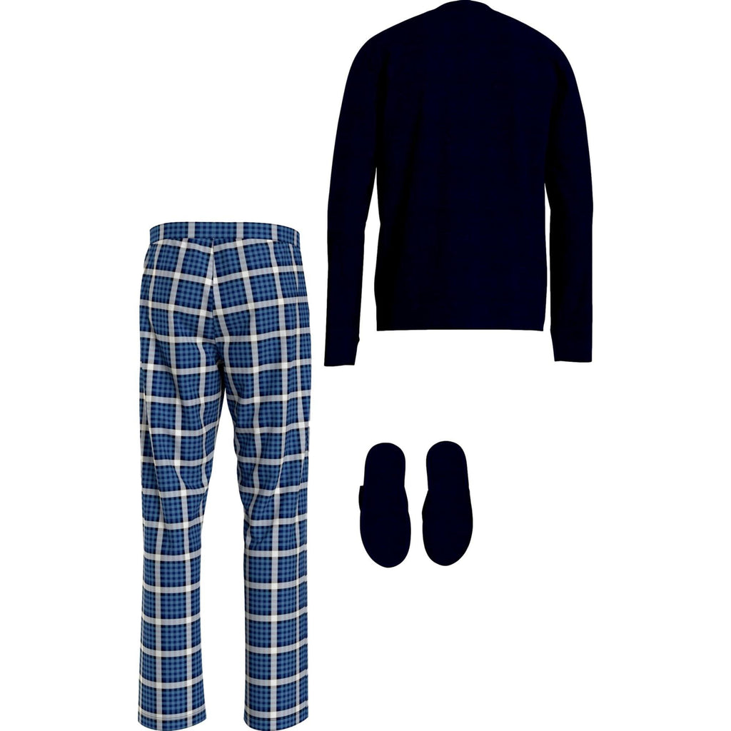 Tommy Hilfiger Mens Check Flannel Pyjama And Slippers Gift Set - Desert Sky/Midscale Check - Utility Bear