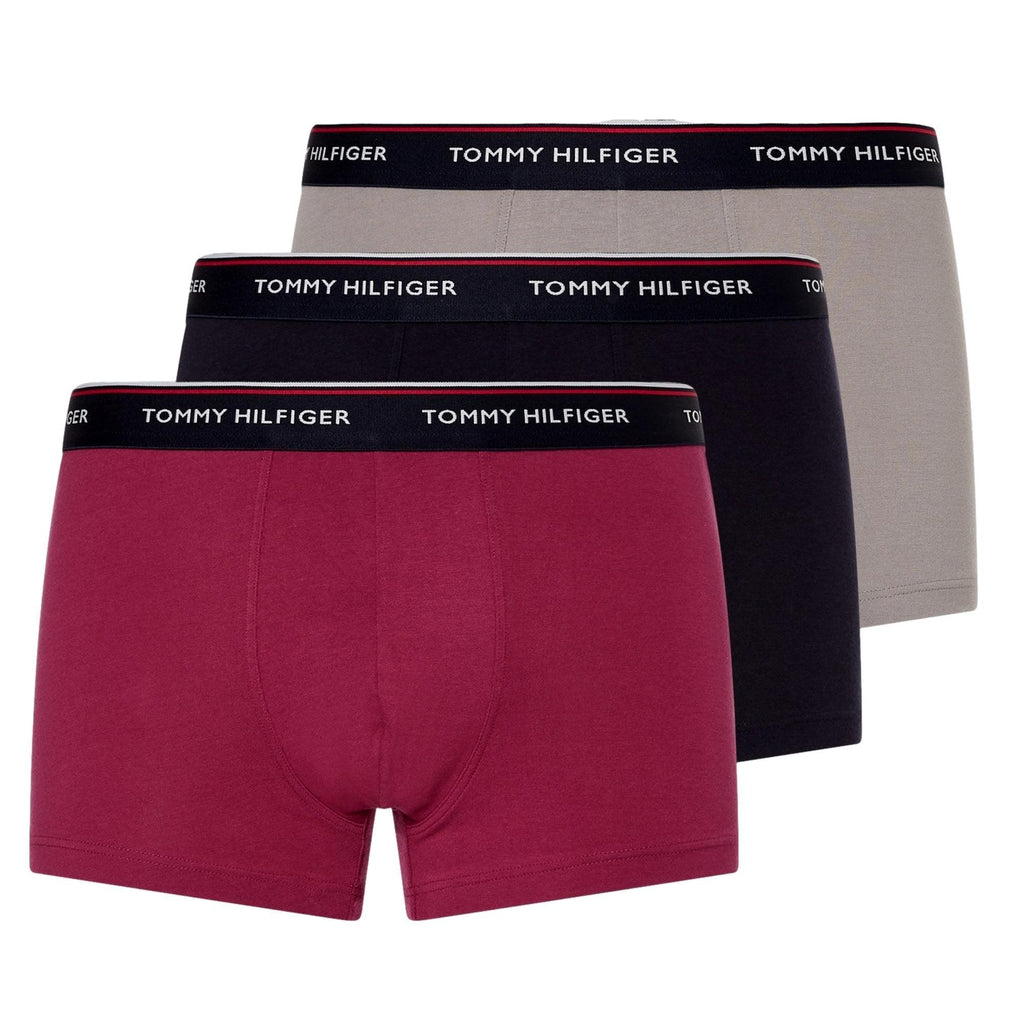 Tommy Hilfiger Premium Essential Cotton Stretch Trunk 3 Pack - Crsn Rudy/Sublunar/Desert Sky - Utility Bear