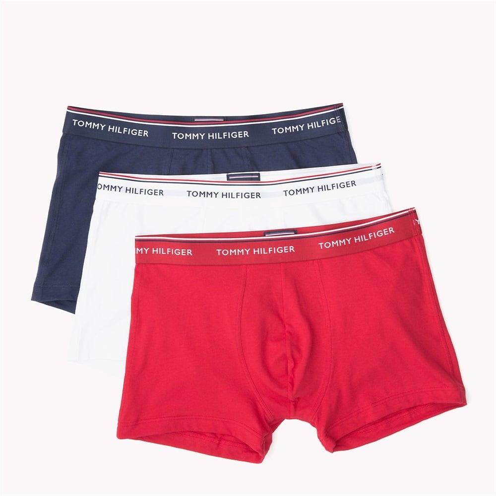 Tommy Hilfiger Premium Essential Stretch Trunk 3 Pack - Navy/White/Tango Red - Utility Bear