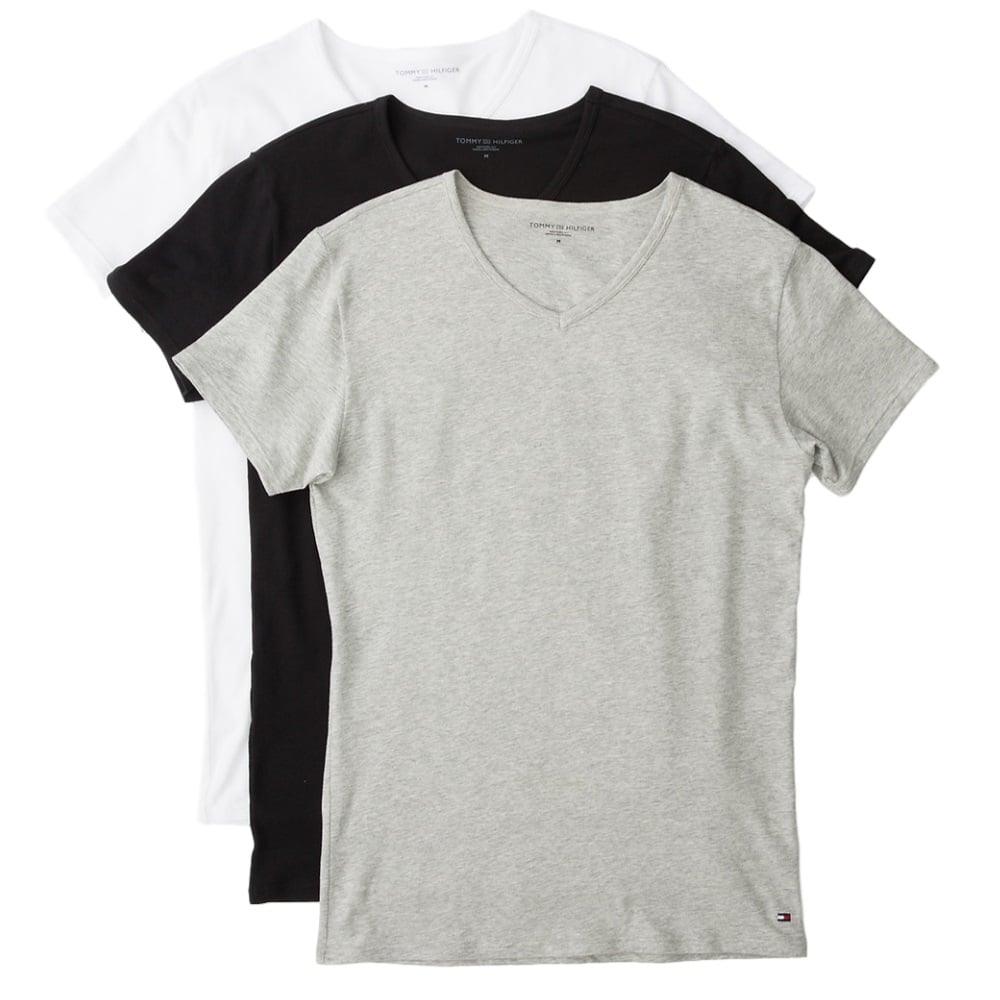 Tommy Hilfiger Premium Essential V Neck T-Shirt 3 Pack - Black/White/Grey - Utility Bear