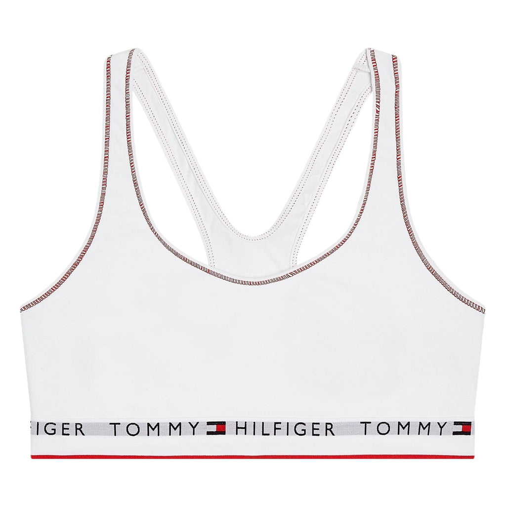 Tommy Hilfiger Racerback Logo Organic Cotton Bralette - White - Utility Bear