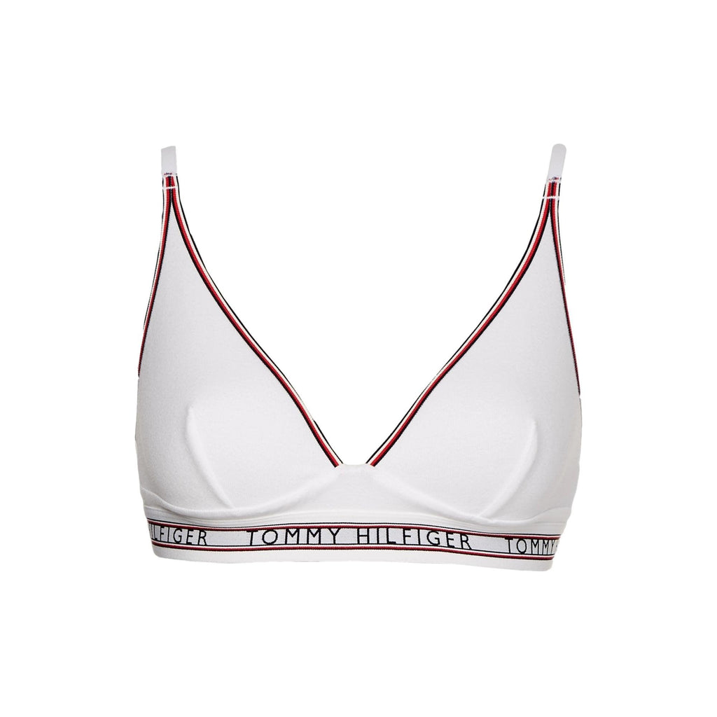 Tommy Hilfiger Signature Tape Unlined Triangle Bralette - White - Utility Bear