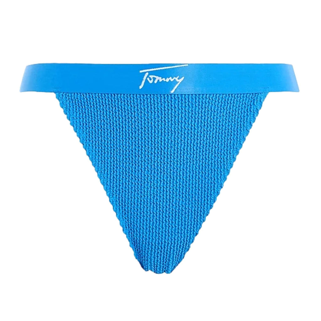 Tommy Hilfiger Signature Waistband Cheeky Fit Bikini Bottoms - Deep Sky Blue - Utility Bear