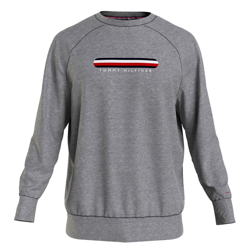Tommy Hilfiger Stripe Logo Lounge Sweatshirt - Medium Grey Heather - Utility Bear