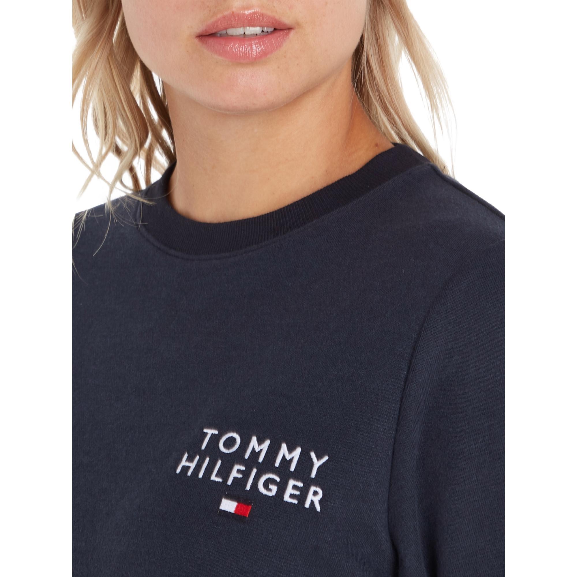 Tommy Hilfiger Womens Round Accessories Apparel Sweatshirt Sky Bear Logo - & Desert - Utility Neck
