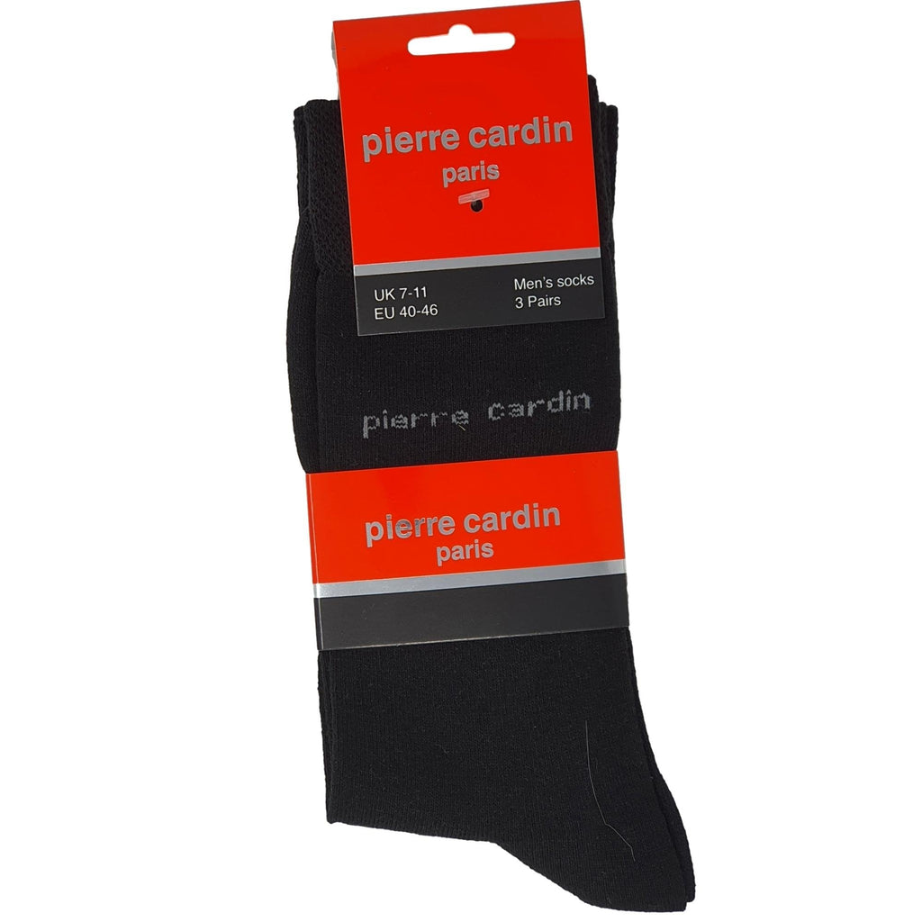 Pierre Cardin 3Pk Men'S Cotton Blend Socks - Black - Utility Bear