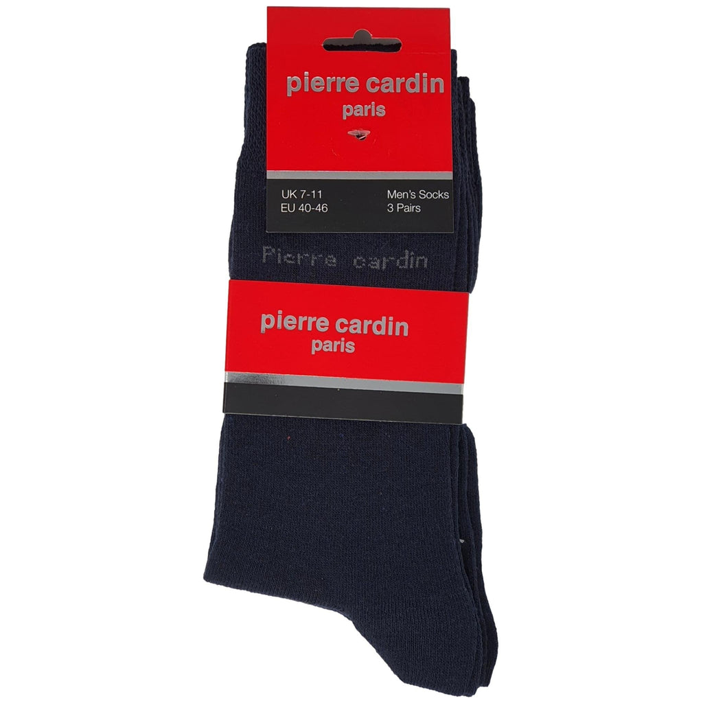 Pierre Cardin 3Pk Men'S Cotton Blend Socks - Navy - Utility Bear