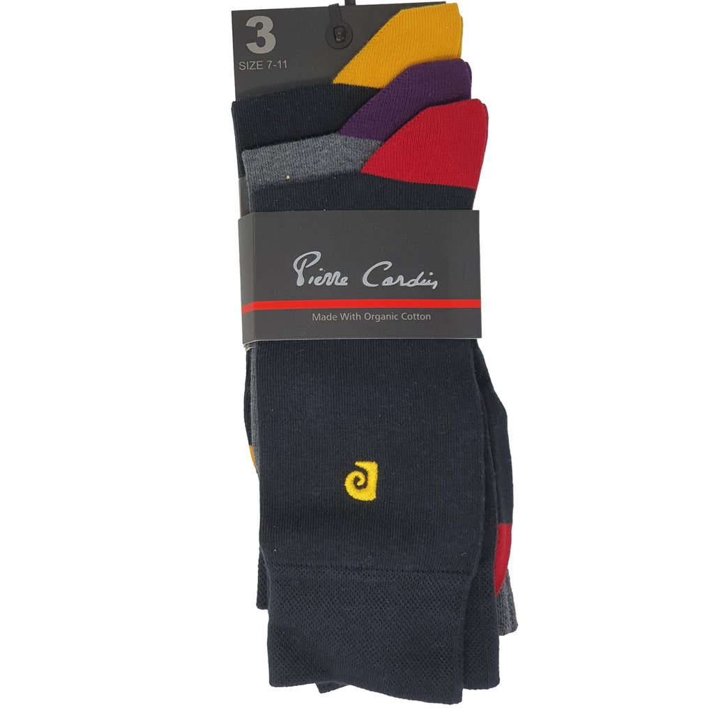 Pierre Cardin 3Pk Men'S Heal And Toe Cotton Blend Socks - Black/Grey - Utility Bear