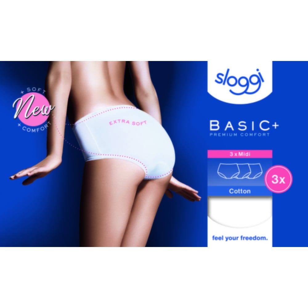 Sloggi Basic Midi Briefs 3 Pack - White - Utility Bear
