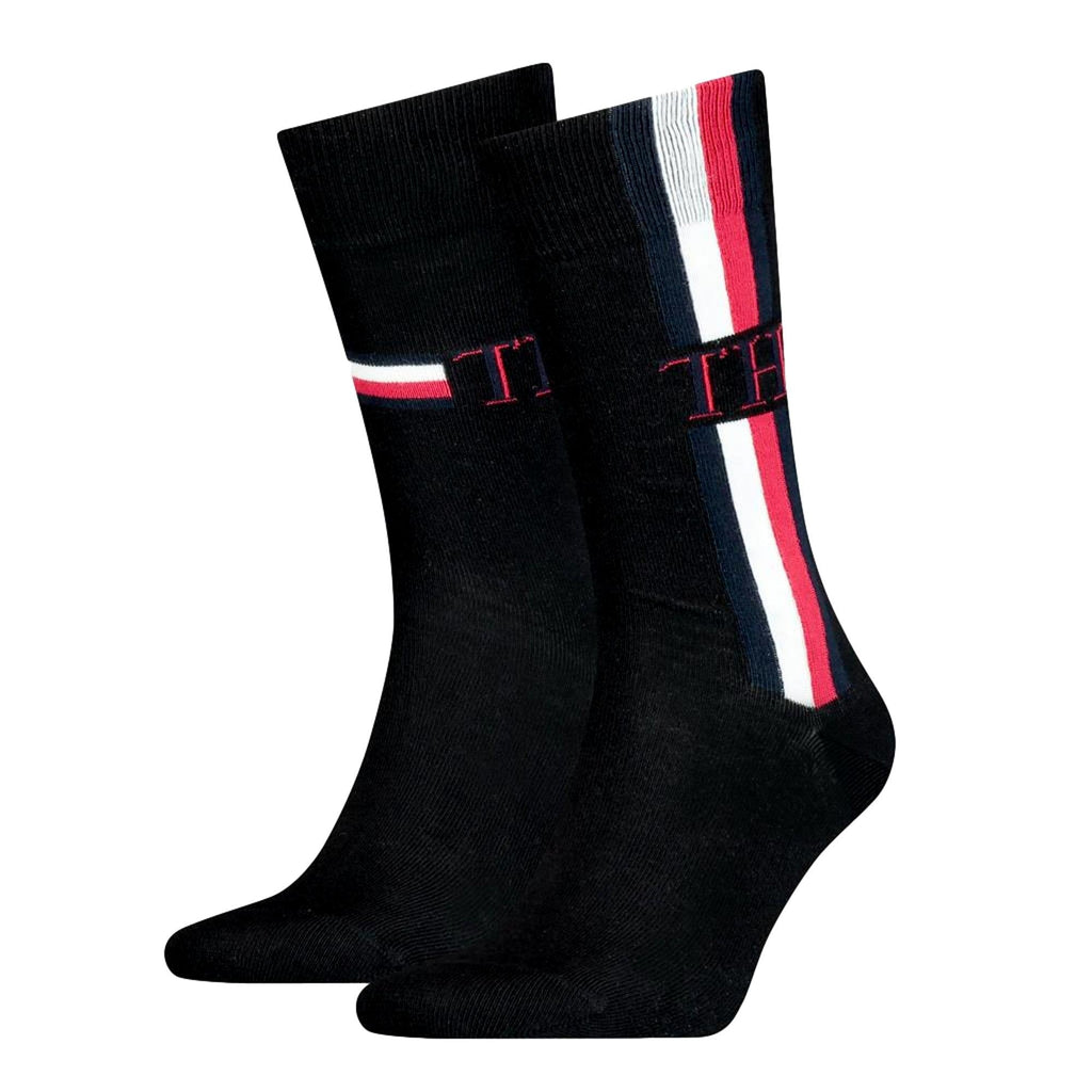 Tommy Hilfiger 2 Pack Iconic Stripe Socks - Black - Utility Bear